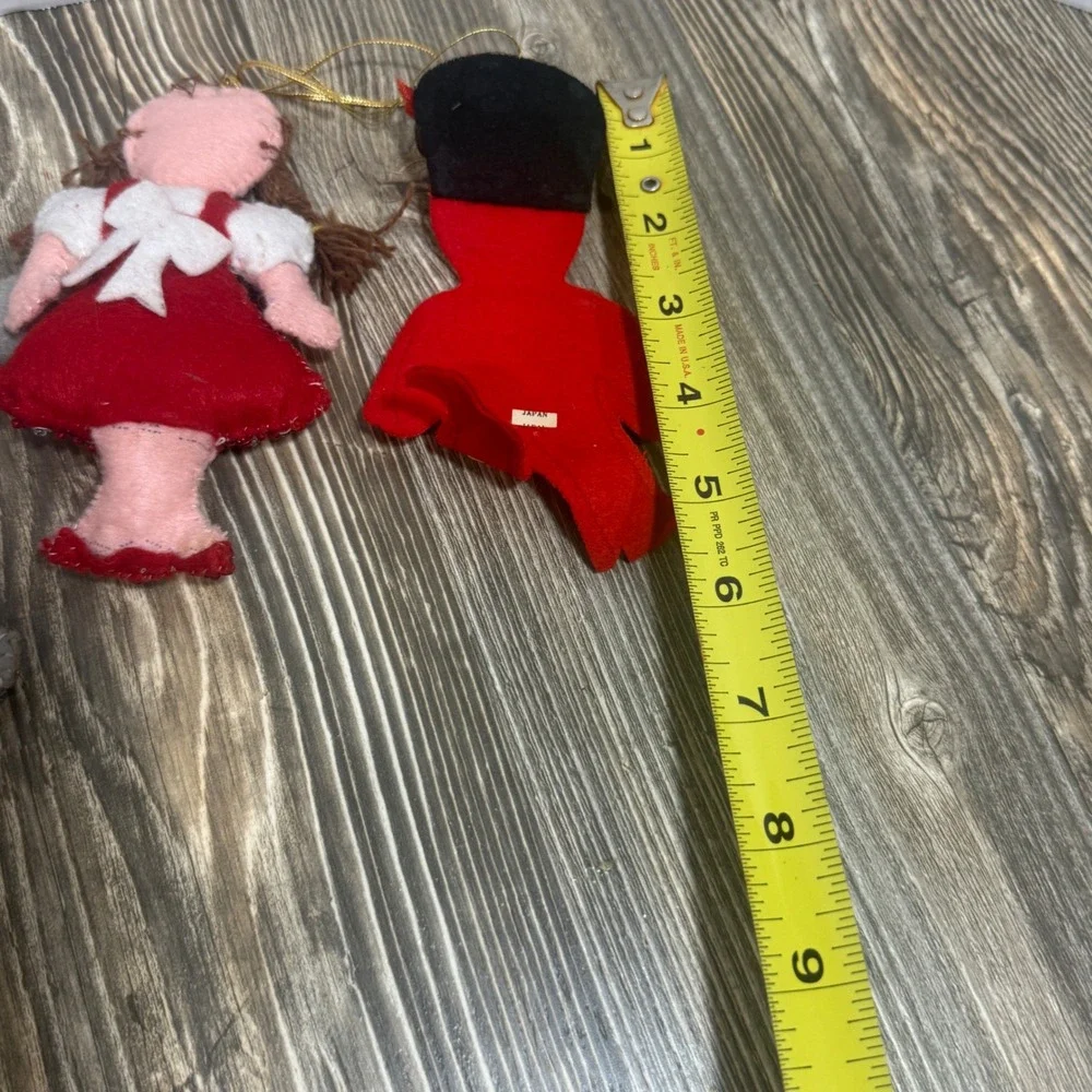 Vintage Felt Christmas Ornaments Lot Tin Man Toy Soldier Dorothy Lantern Japan
